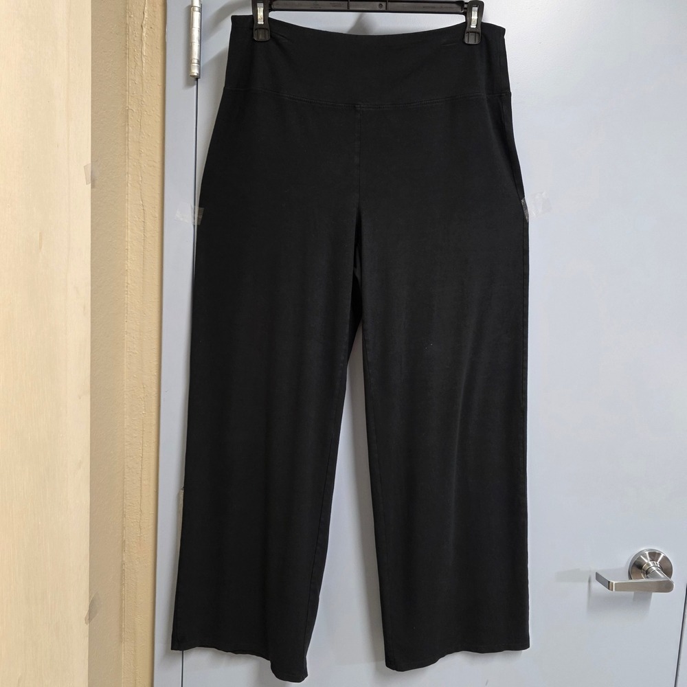 J. Jill Wearever Smooth-Fit Full Leg Pants Black Rayon Lycra Stretch Size L